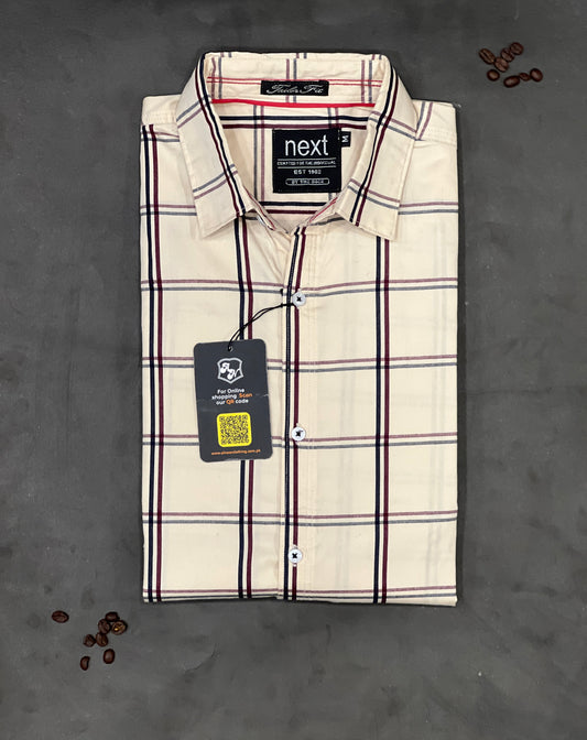 White trendy Cotton check shirt