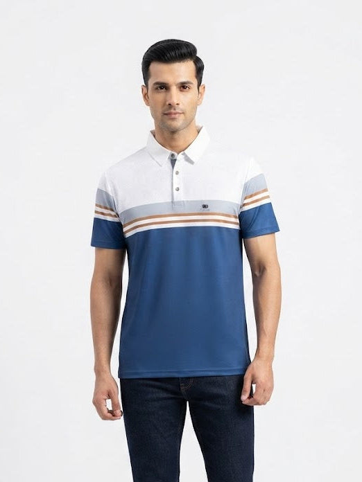 Smart-Casual Men's Polo with Stripe Detailing