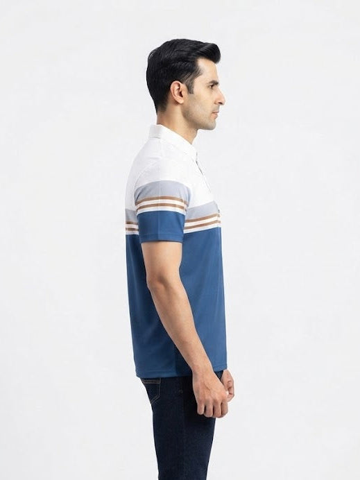 Smart-Casual Men's Polo with Stripe Detailing