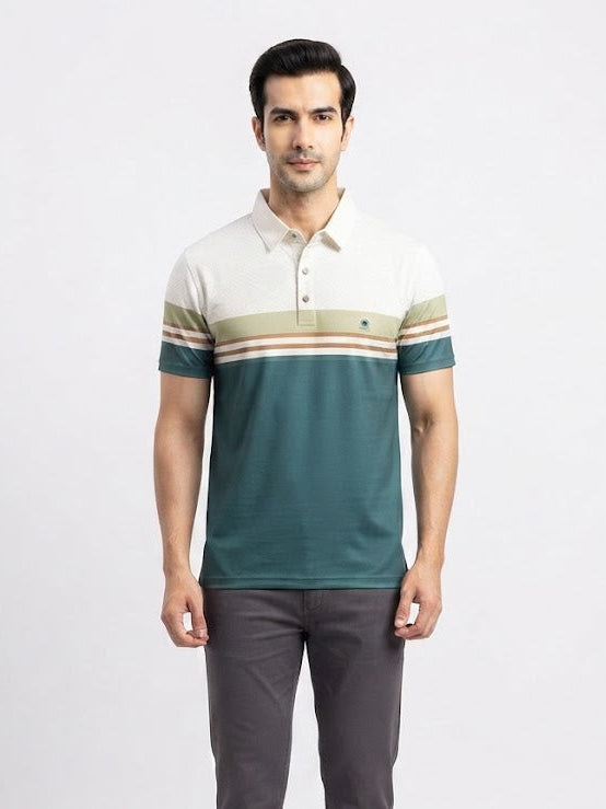 Smart-Casual Men's Polo with Stripe Detailing