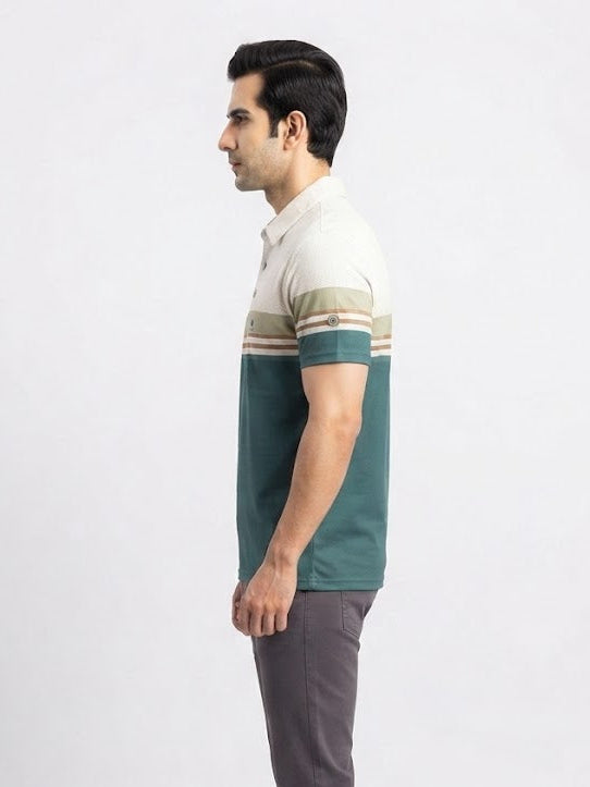 Smart-Casual Men's Polo with Stripe Detailing