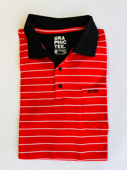 Premium Red & white Stripes Polo