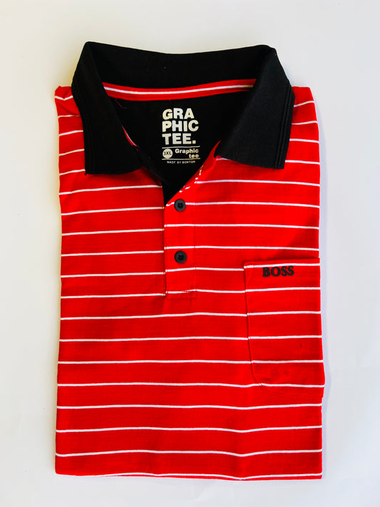 Premium Red & white Stripes Polo