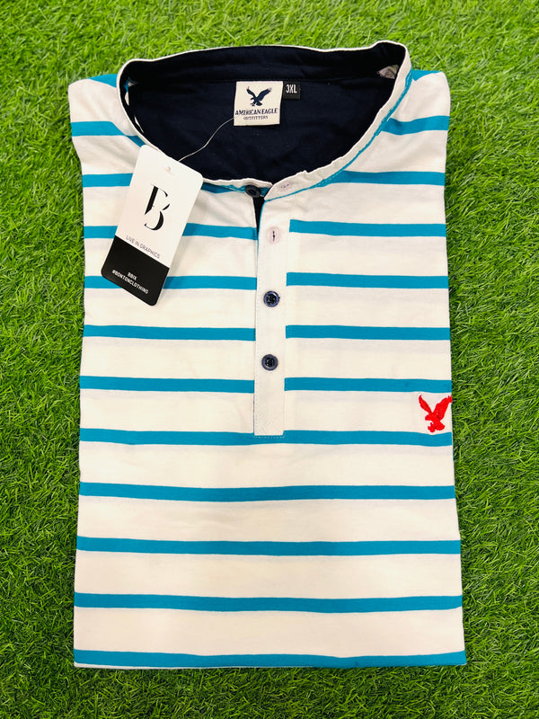 Men's Stripes With Henley Neck T shirt