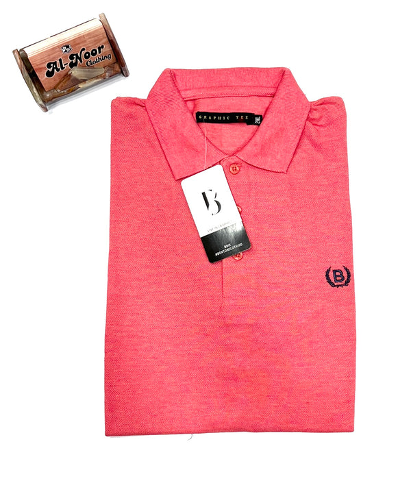 Coral Pink Big Size Polo T shirt