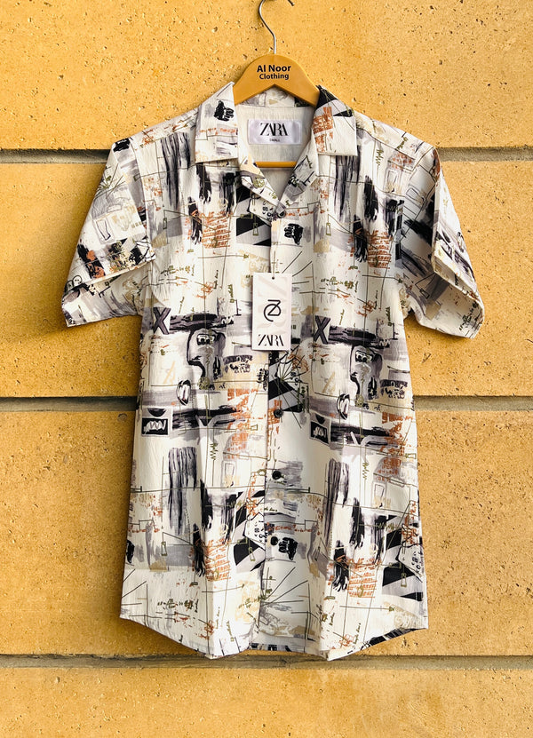 Men's Abstract Print Half Sleeve Shirt