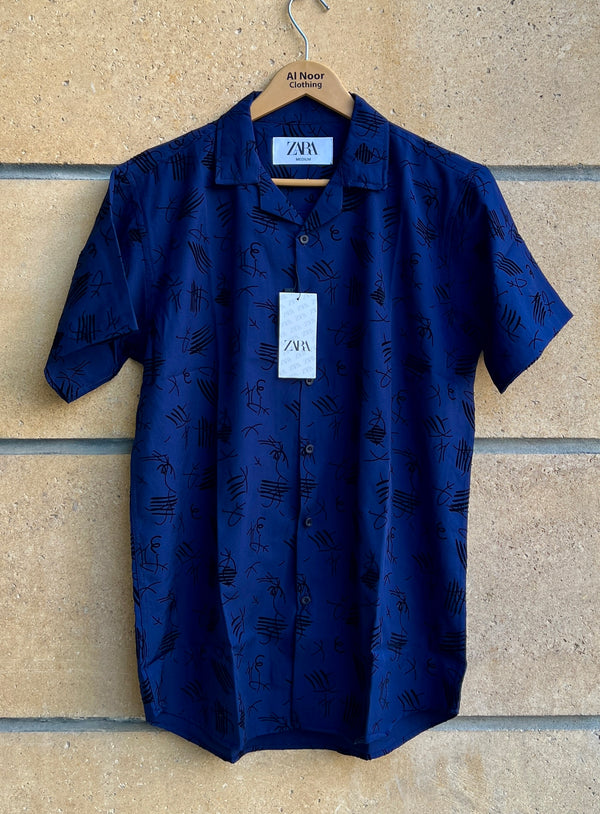 Cool Navy Blue Half Sleeve Shirt