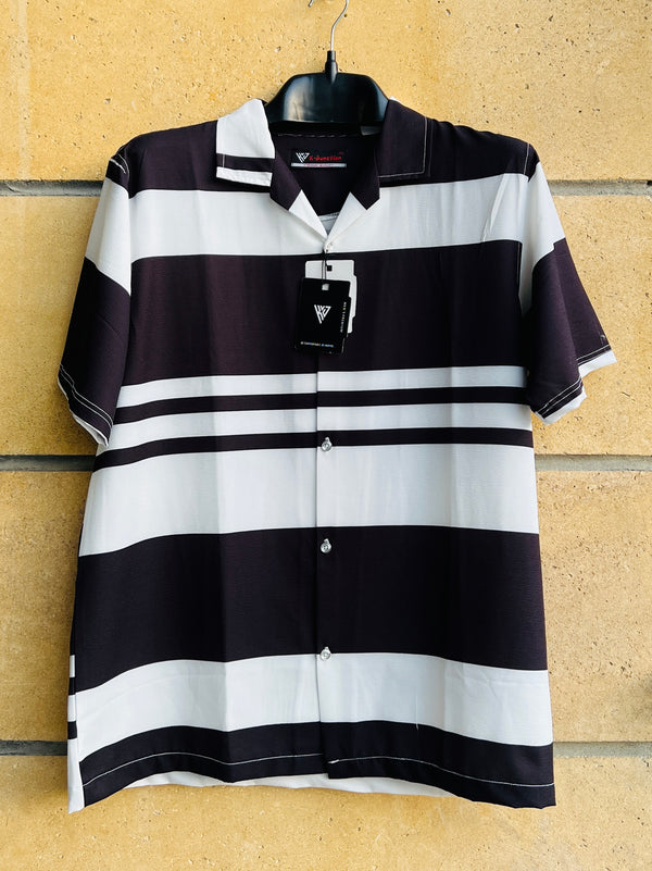 Black & White Stripe Half Shirt