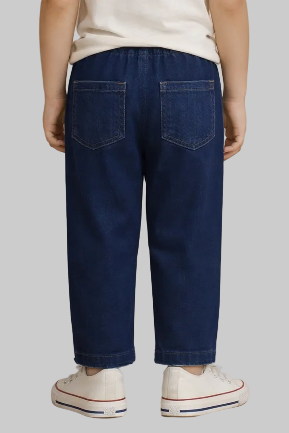 Kids Comfortable Drawstring Casual Pant Style Trousers-Dark Blue