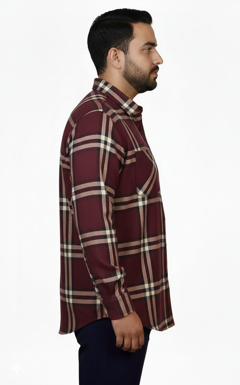 Maroon & White Bold Check