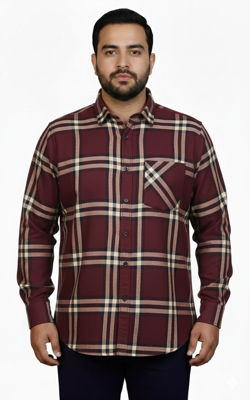 Maroon & White Bold Check