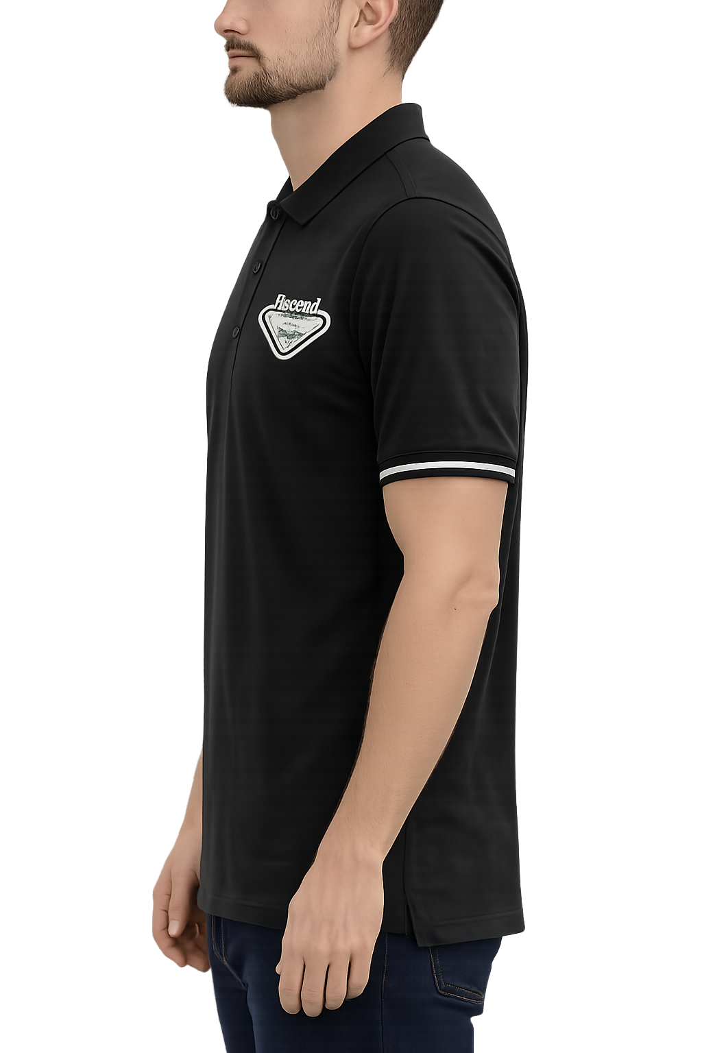 Men’s Ascend Pique Polo Black color with Embroidered Badge