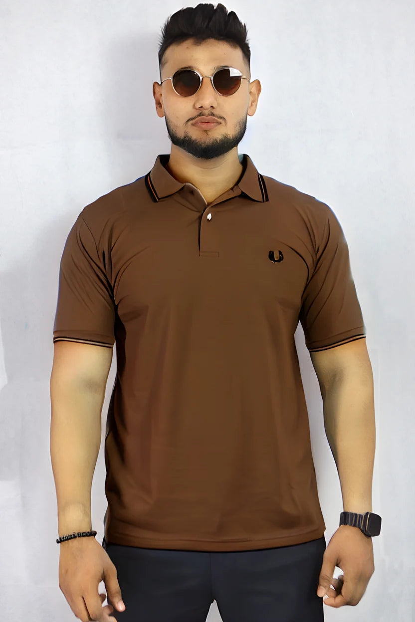 Casual Athletic-Fit Tipped Collar Polo Shirt