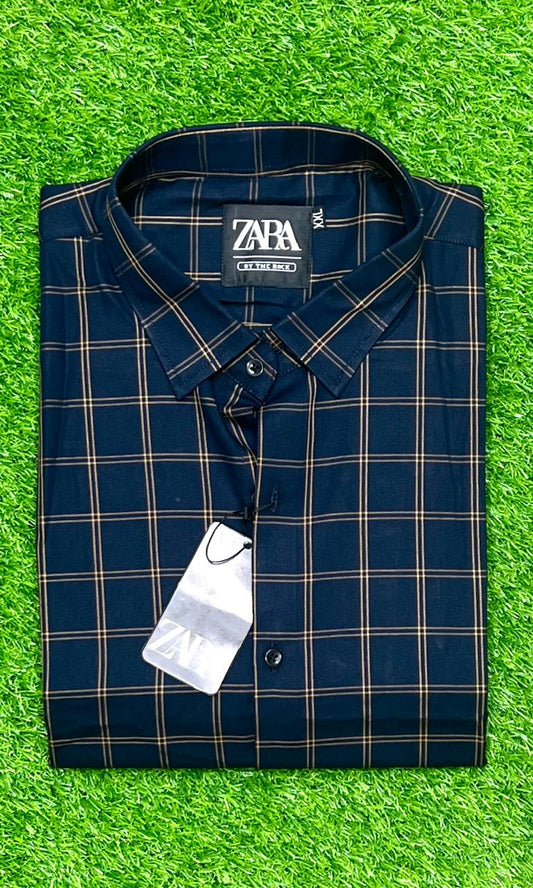 Dark navy blue check shirt