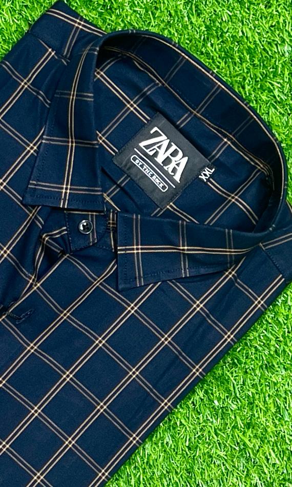 Dark navy blue check shirt