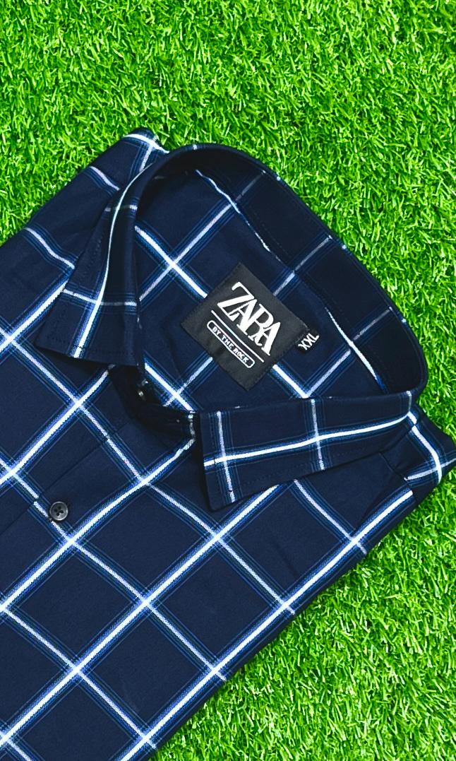 Dark navy blue bold check