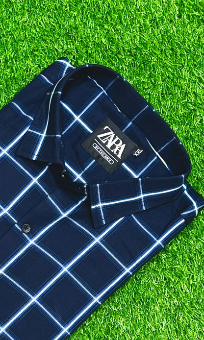 Dark navy blue bold check