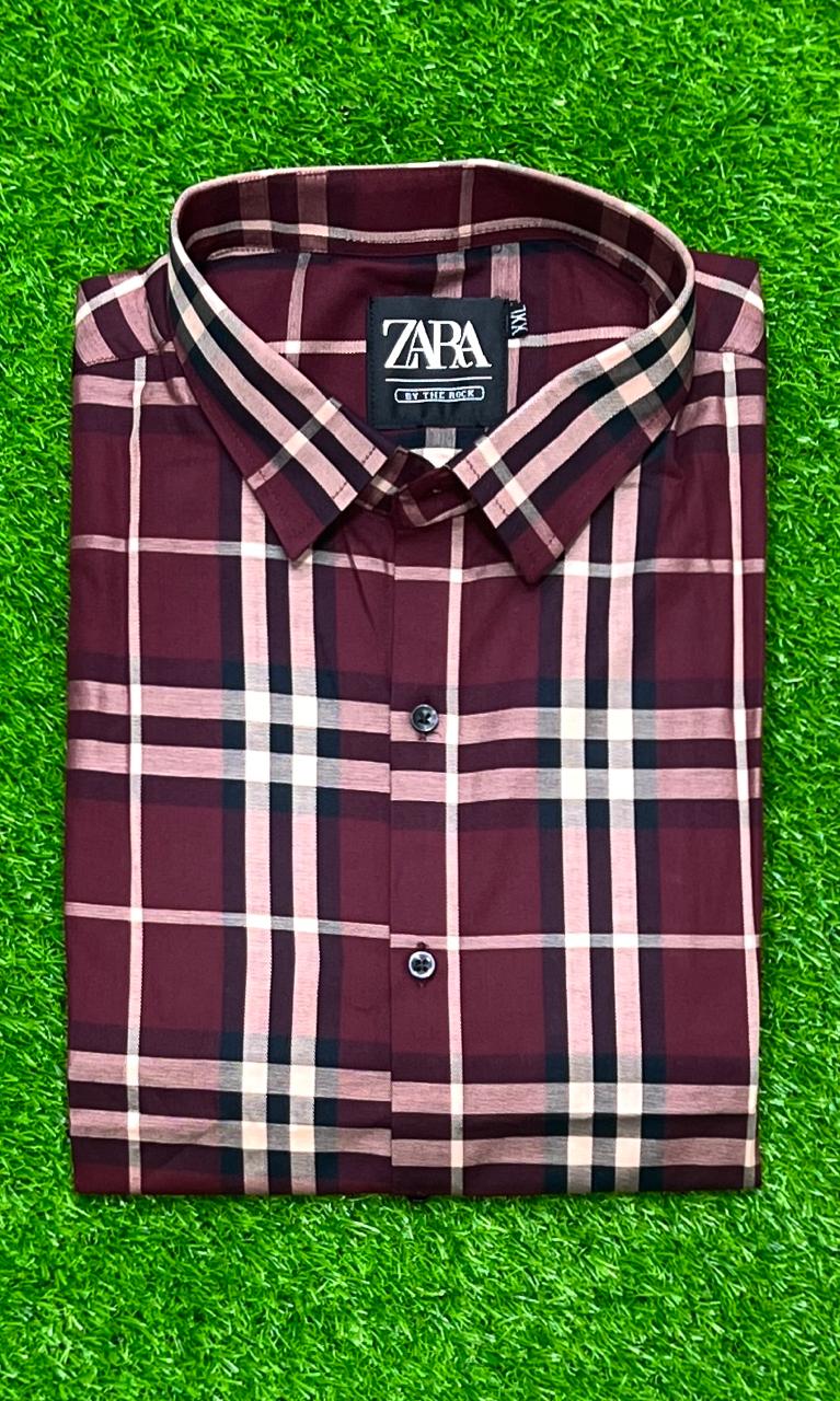 Maroon & White Bold Check