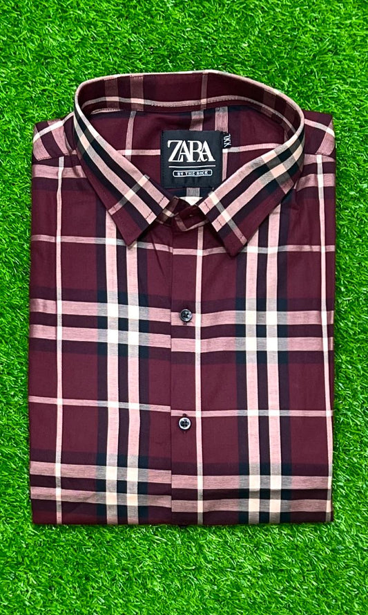 Maroon & White Bold Check