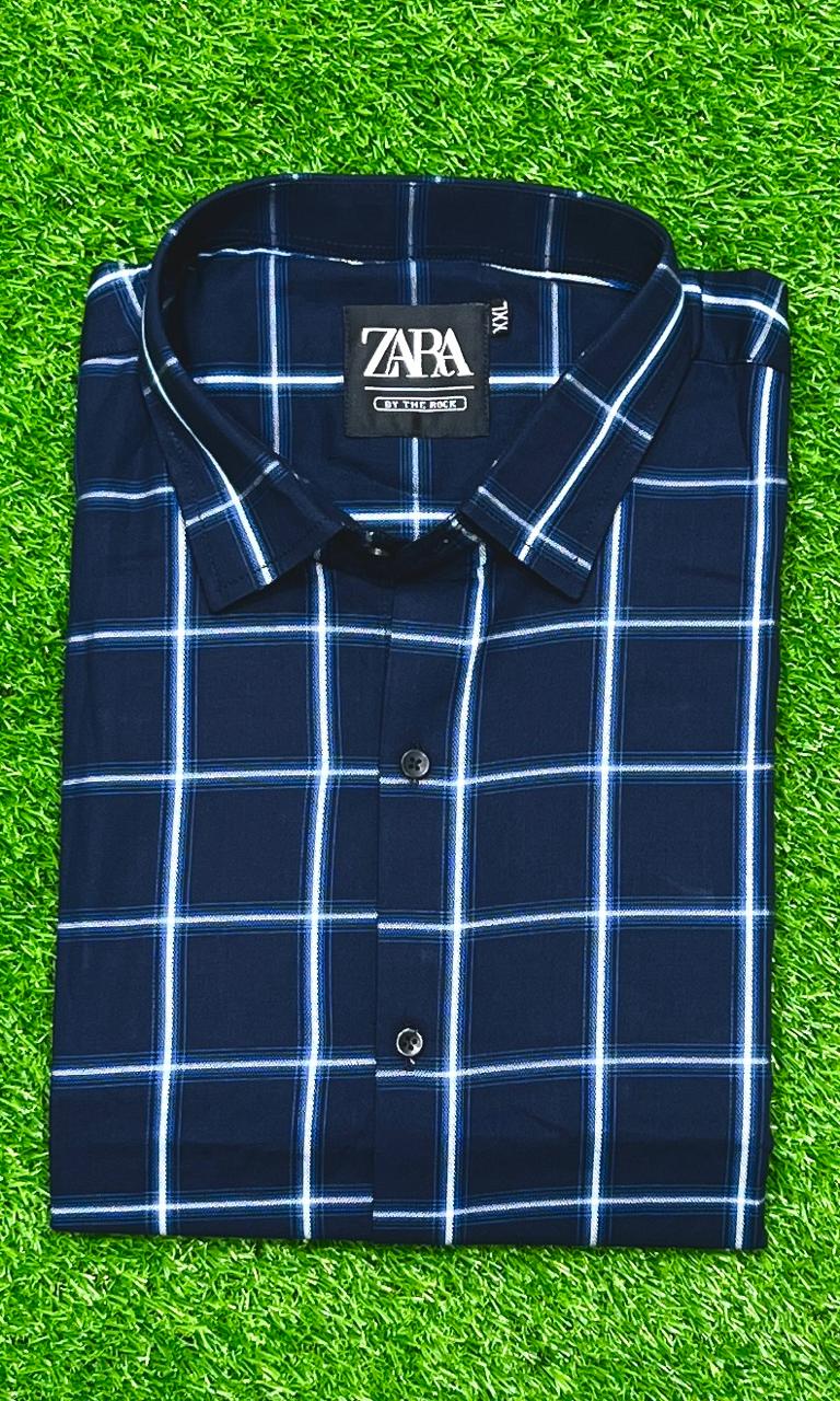 Dark navy blue bold check