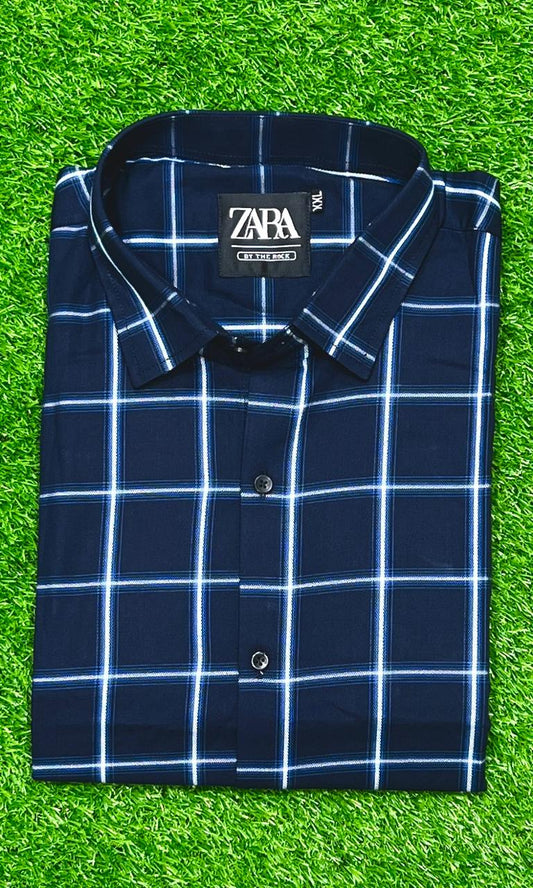 Dark navy blue bold check