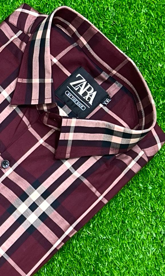 Maroon & White Bold Check