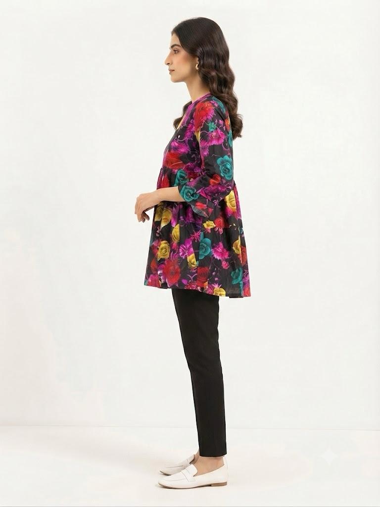 Floral Multi Print Peplum Top