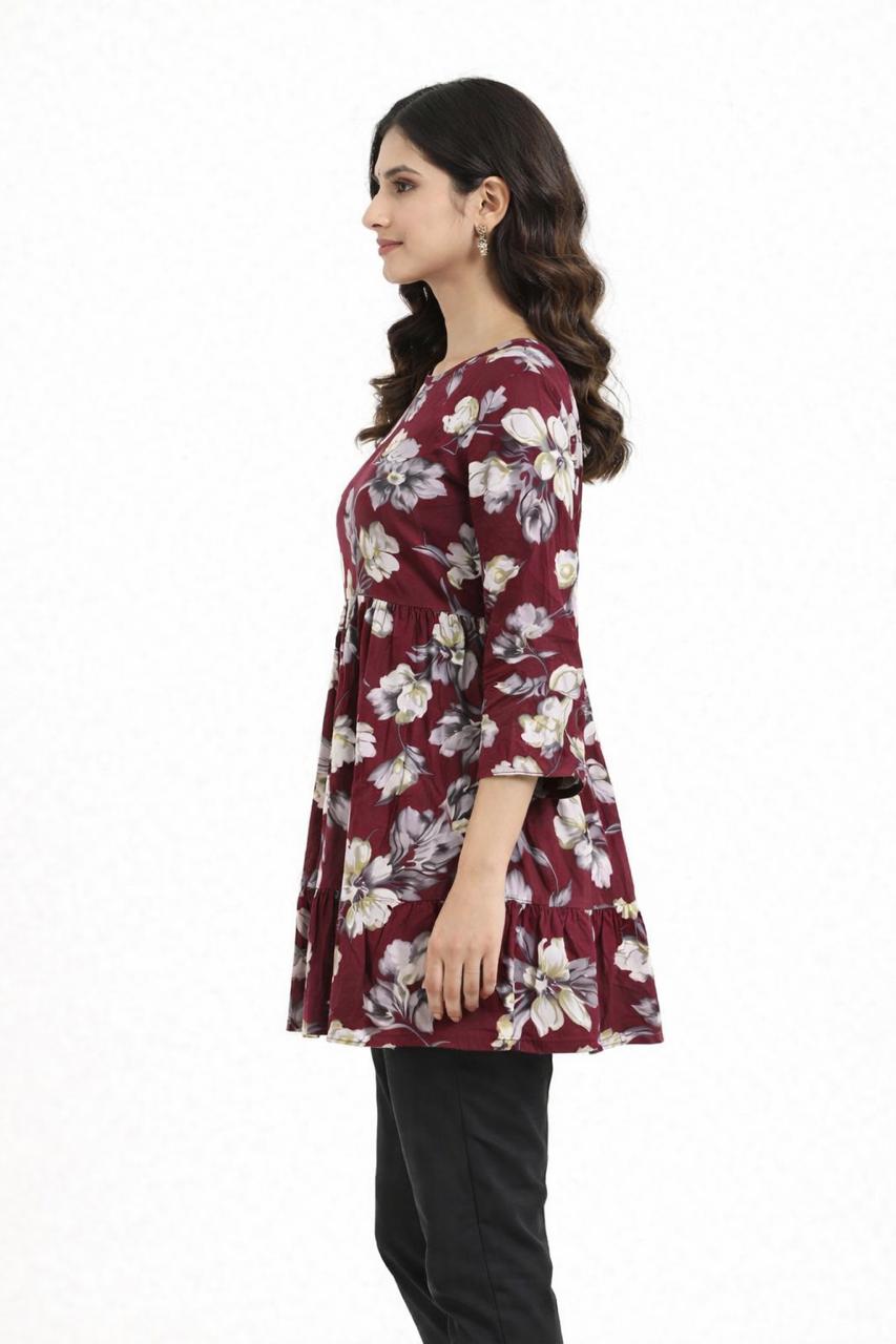 Ready-to-Wear Maroon Peplum Shirt