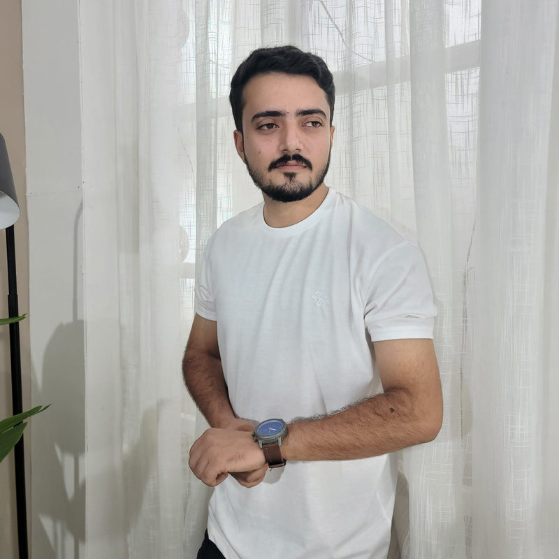 Men's round neck white t shirts clearance