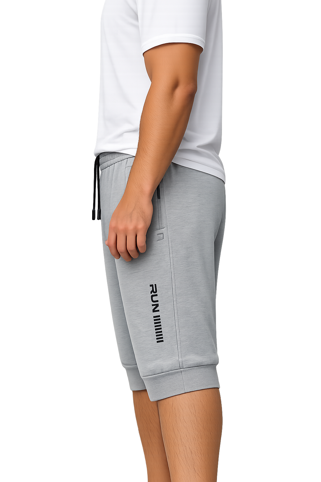 Men's Slim Fit Light Grey 3 quarter short