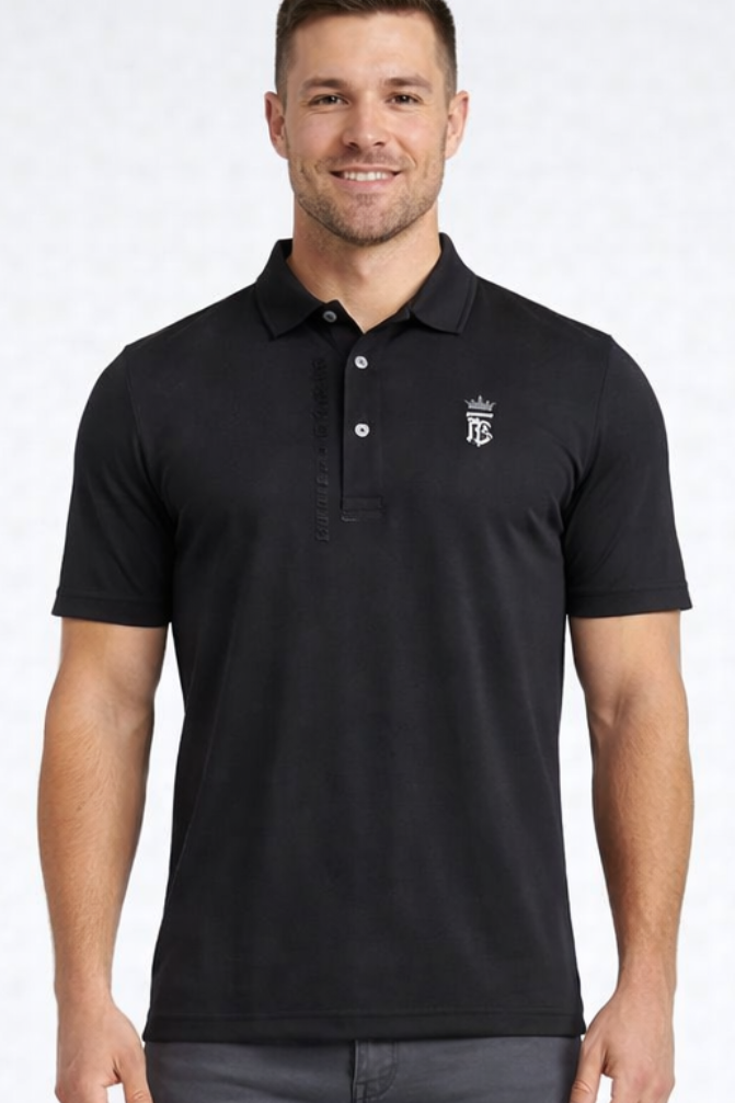 black Imported Men's Performance Polo T Shirt