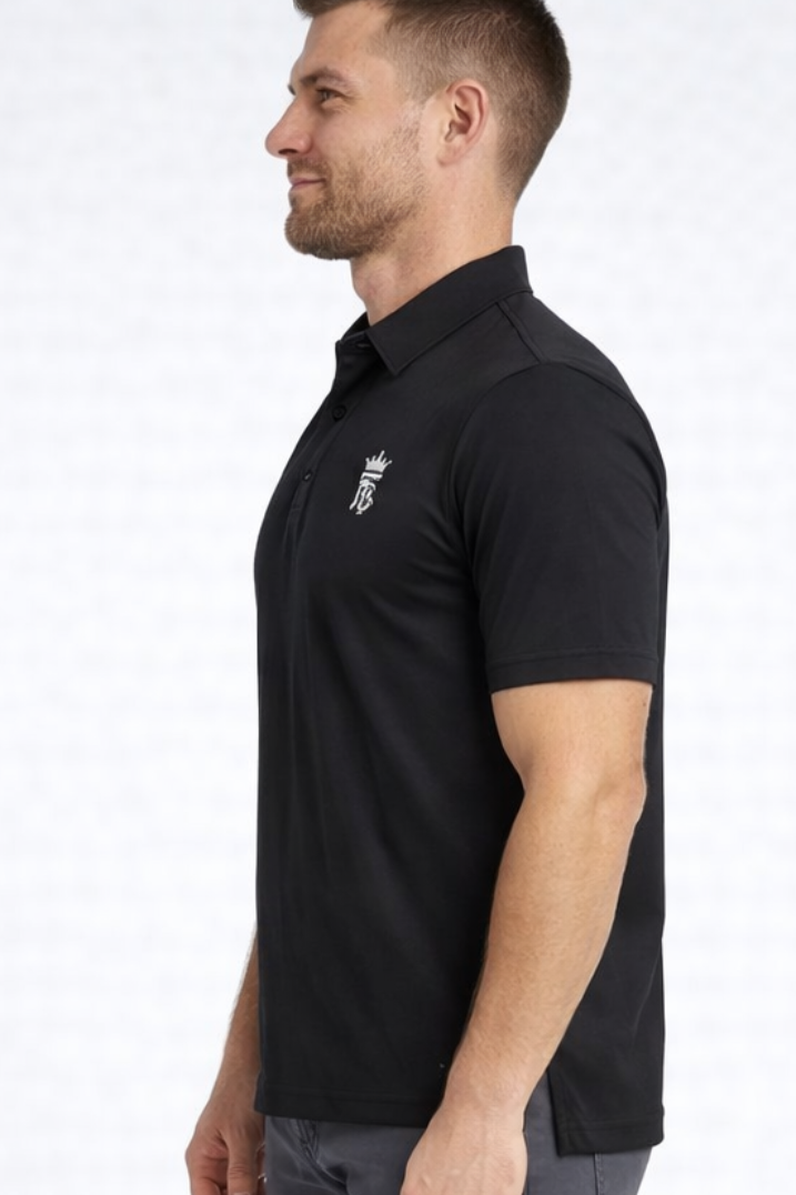 black Imported Men's Performance Polo T Shirt