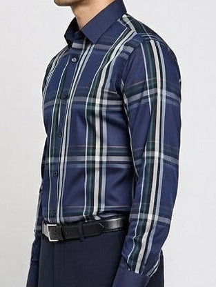 Navy Blue Bold & Classy Checkered Shirt