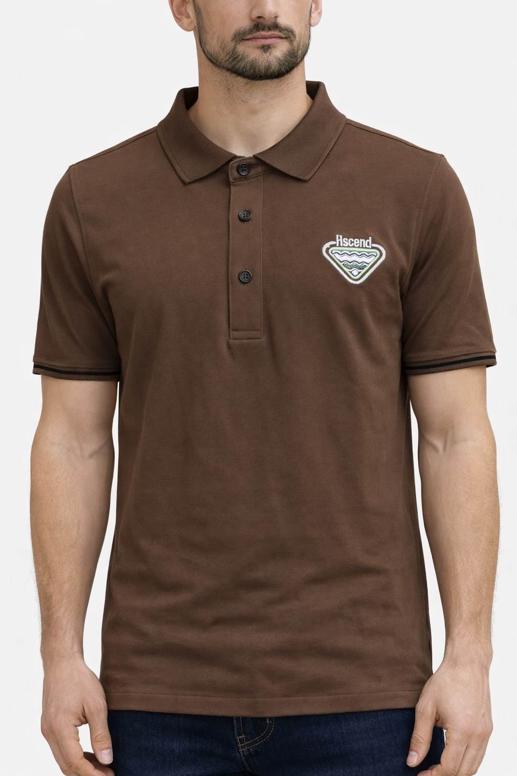 Men’s Ascend Pique Polo Brown with Embroidered Badge