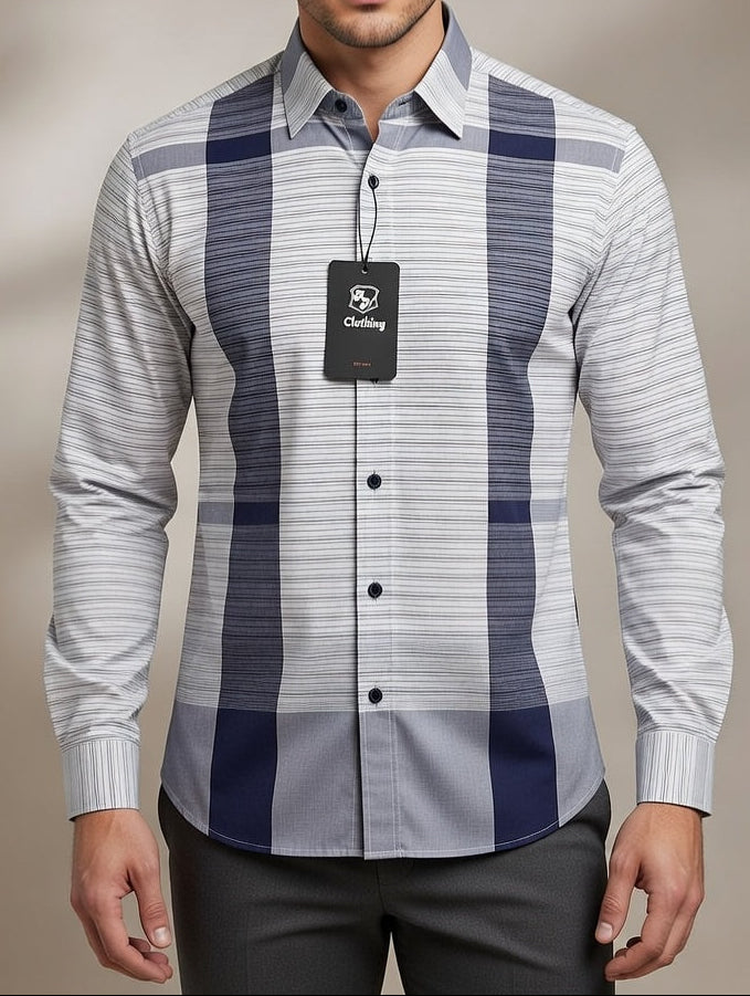 Bold Classy White Cotton Check shirt