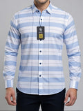 Men’s Slim-Fit light blue and white striped Shirt