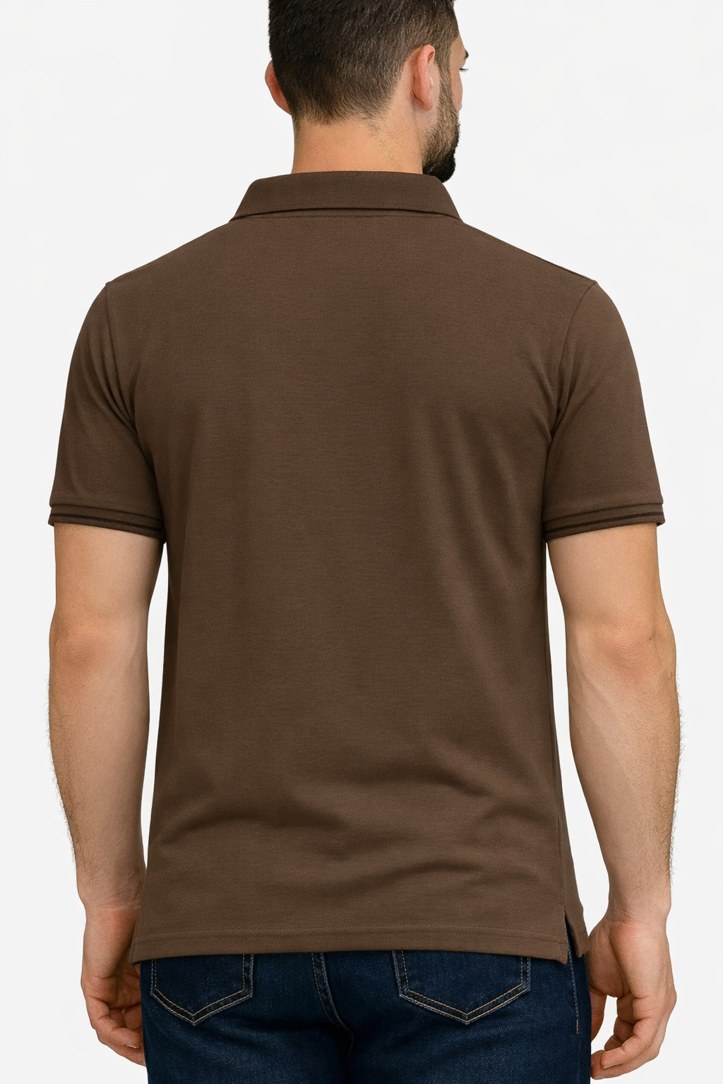Men’s Ascend Pique Polo Brown with Embroidered Badge