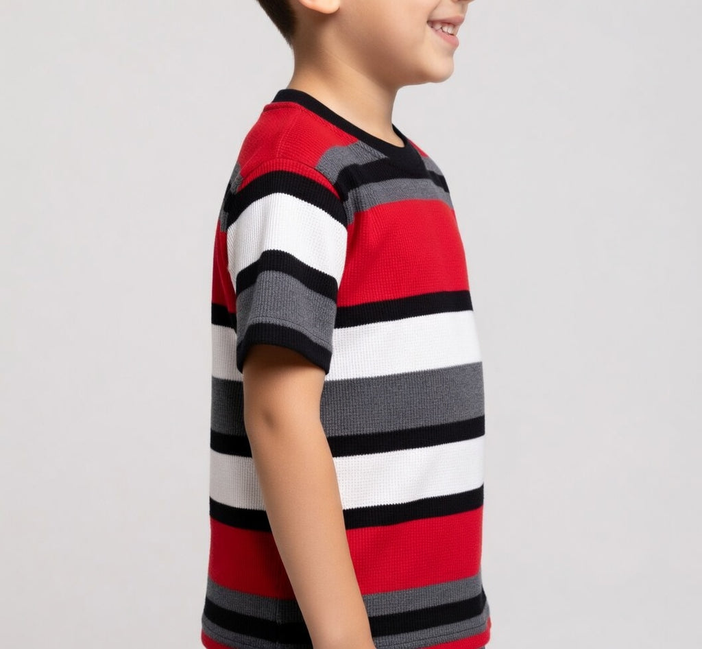 Premium Kids Striped Waffle Knit T-Shirt
