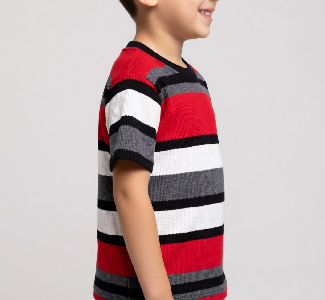 Premium Kids Striped Waffle Knit T-Shirt