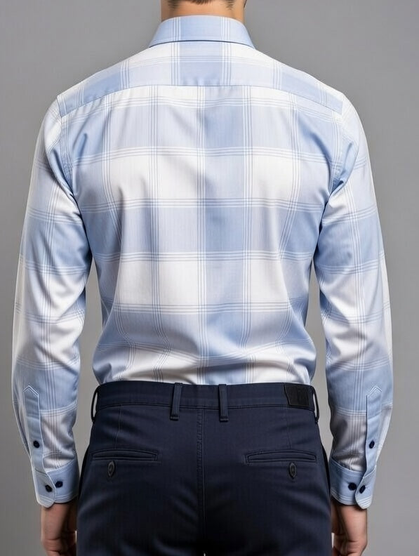 Sky Blue & White Checkered Shirt