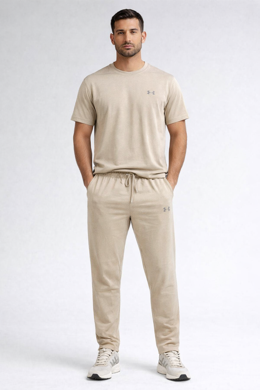 Men’s Performance Essential Track Suit Set (Beige)