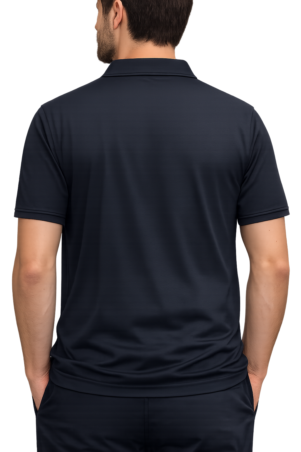 TRADEMS Men’s Premium Navy Blue Performance Johny collar polo