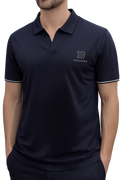 TRADEMS Men’s Premium Navy Blue Performance Johny collar polo