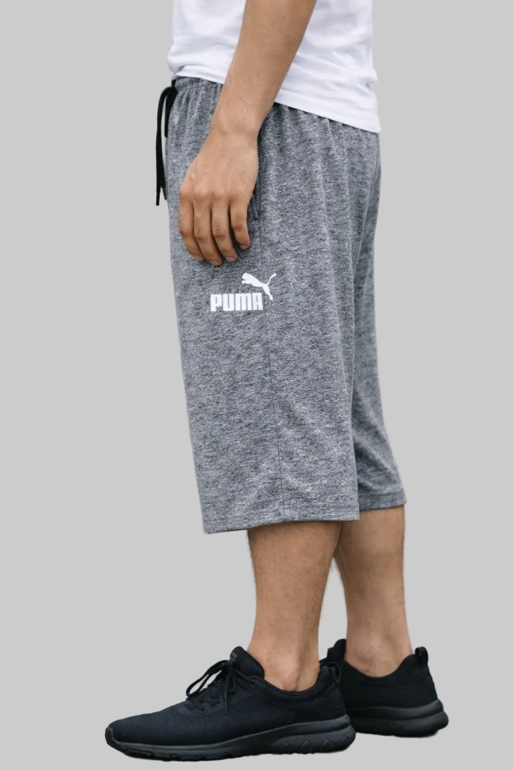 Men's Puma Casual Crop Shorts in Light Grey Knit Fabric