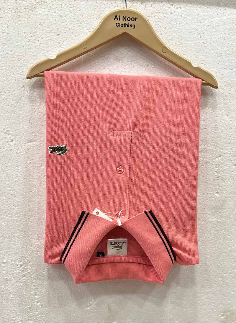 Mens pink lacoste polo shirt hot sale
