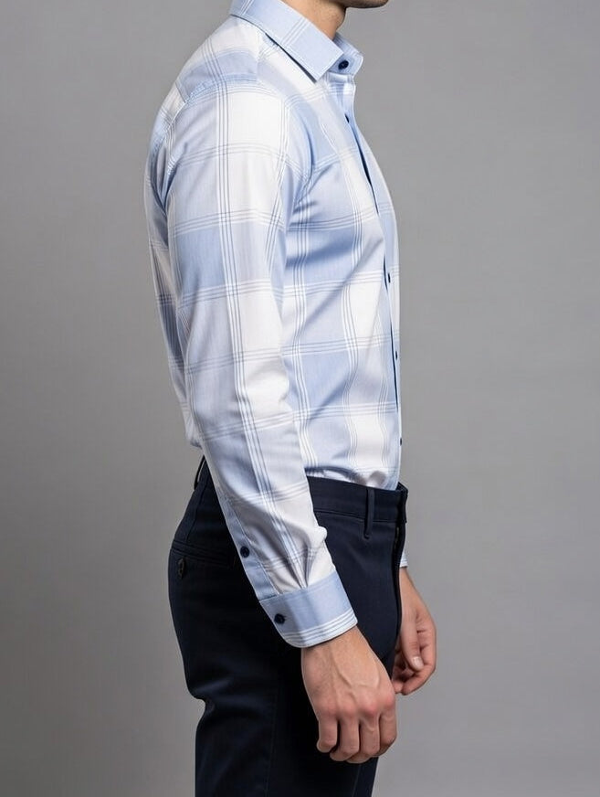 Sky Blue & White Checkered Shirt