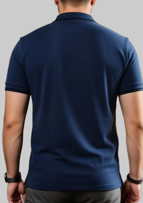 Mens dark blue stylish polo