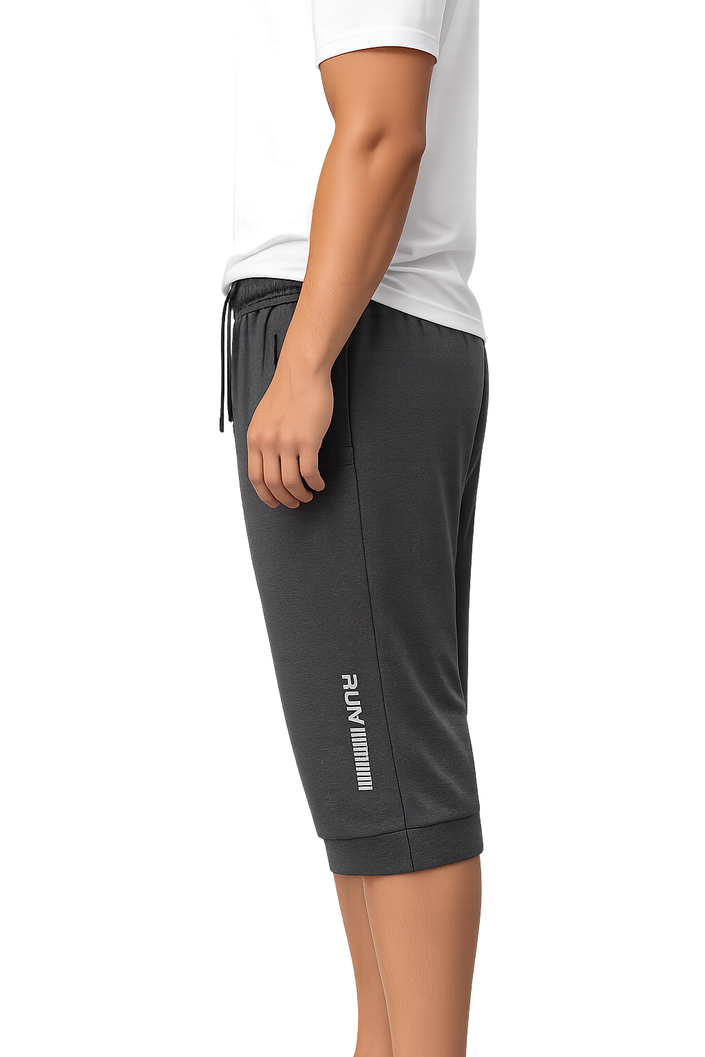 Men's Slim Fit Light Grey 3 quarter short