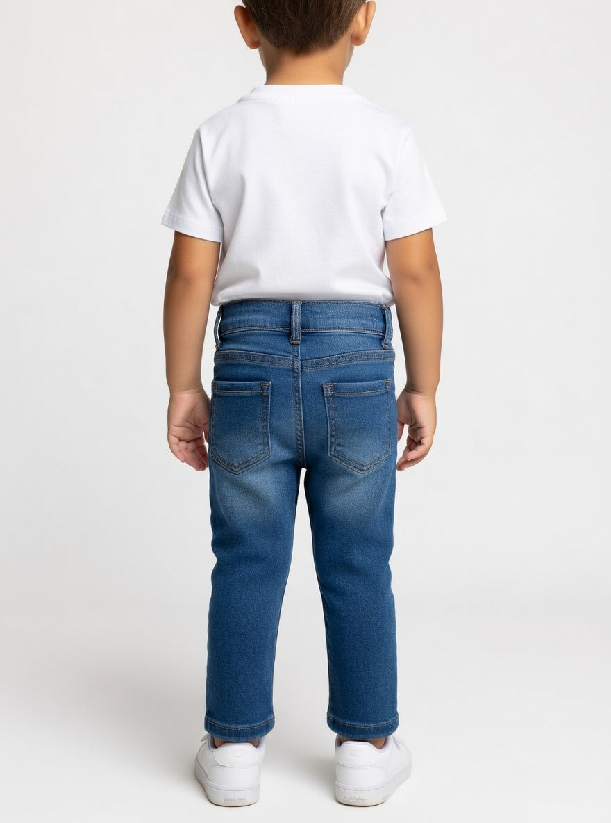 Trendy Mid Blue Jeans For Kids