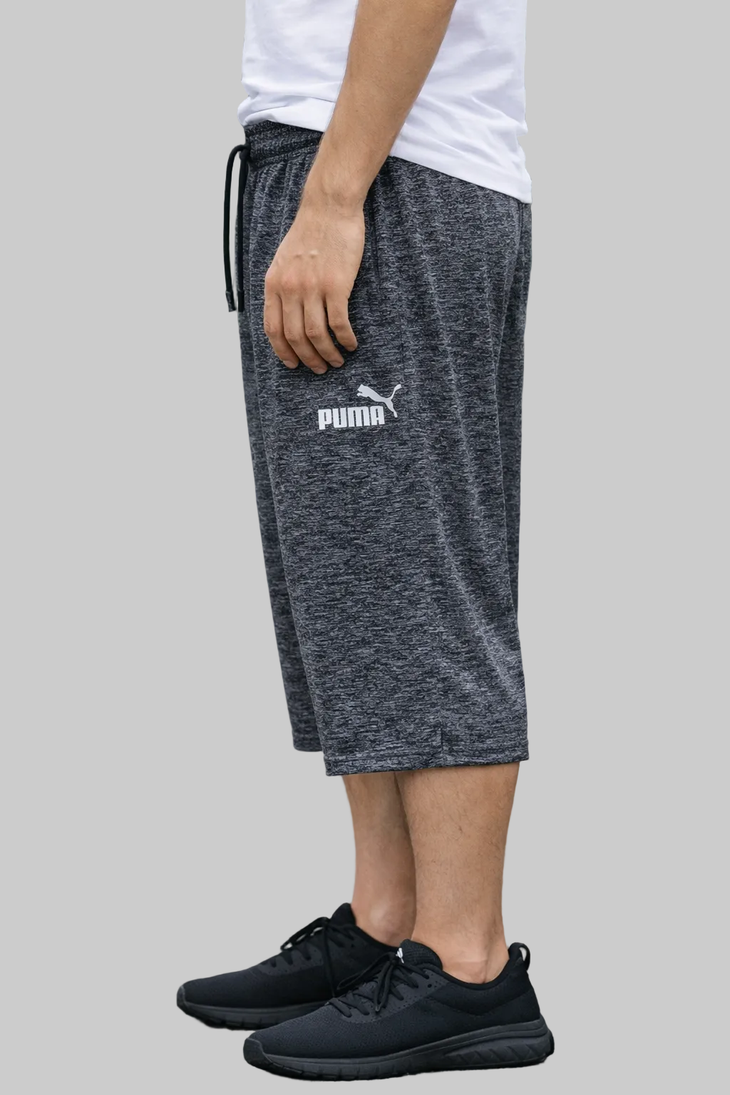 Men's Puma Casual Crop Shorts in Dark Grey Knit Fabric